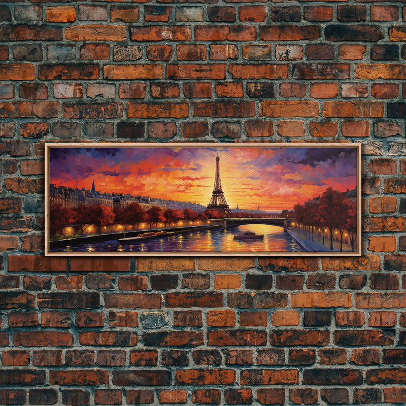 An Evening In Paris, Van Wogh Inspired Eiffel Tower Painting Canvas Print, Retro Modern Paris France Decor