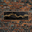 Black and Gold Marble Canvas Wall Art, Abstract Canvas Art, Panoramic Art, Large Wall Art, Marble Wall Decor, Large Canvas Art, Modern Art