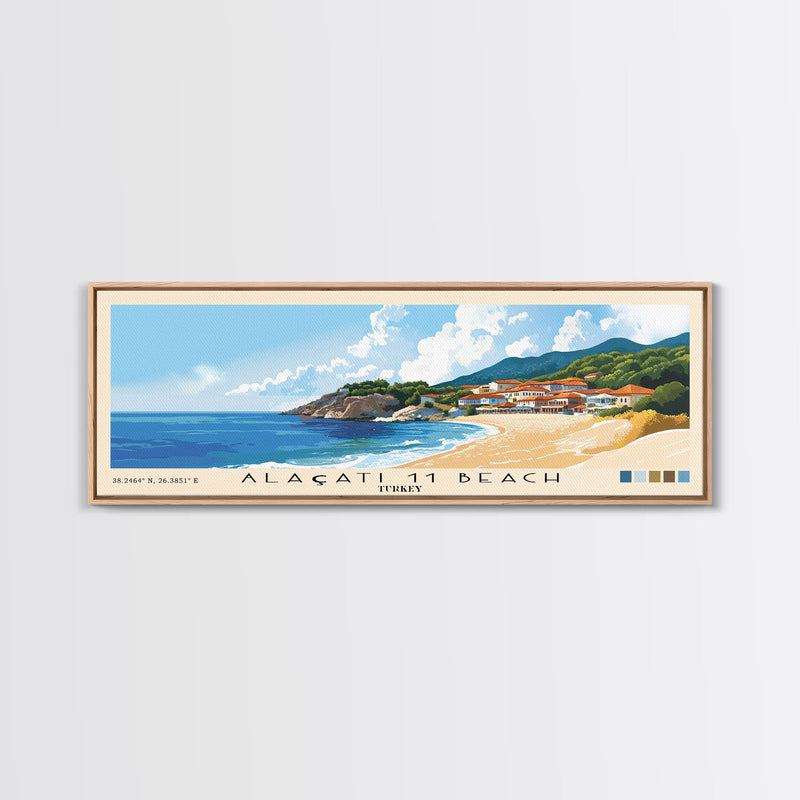 AlaÃ§atÄ± 11 Beach, Turkey Panoramic Beach Print, Vacation Gift, Turkey Wall Art, Beach Painting, Beach Decor, Beach Painting