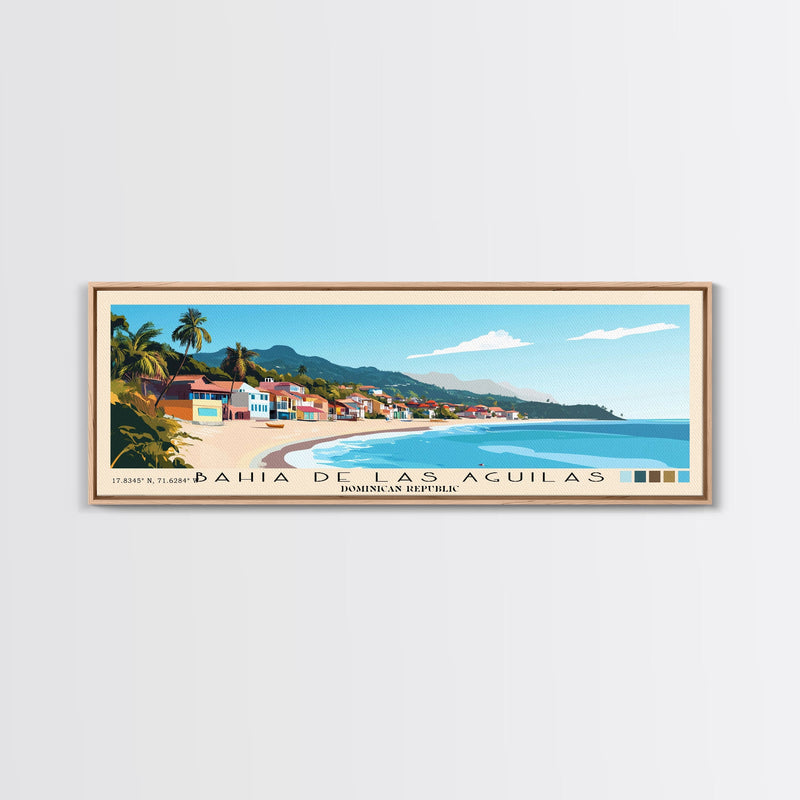 Bahia de Las Aguilas, Dominican Republic Panoramic Print, Vacation Gift, Dominican Republic Wall Art, Beach Painting, Beach Decor, Large Wall Art, Wood Frame Art