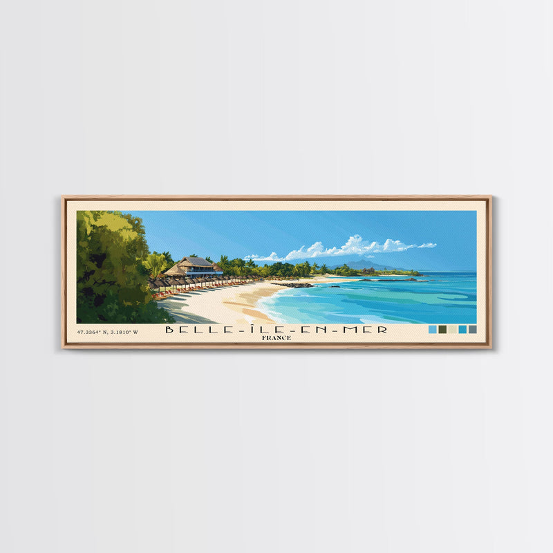 Belle-Ãle-en-Mer, France Panoramic Print, Vacation Gift, France Wall Art, Beach Painting, Beach Decor, Beach Or Lakehouse Art