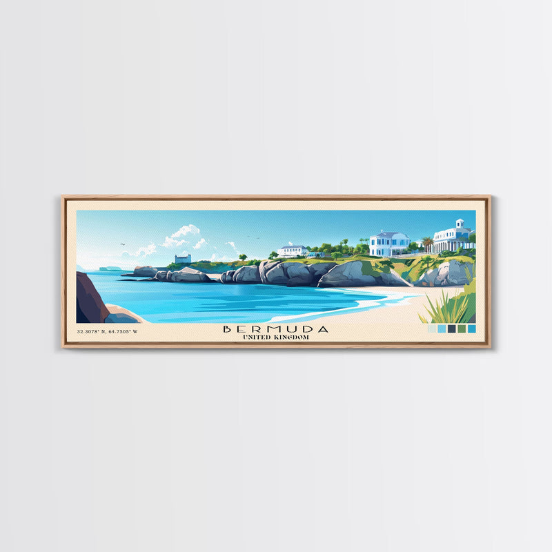 Bermuda, United Kingdom Panoramic Beach Print, Vacation Gift, United Kingdom Wall Art, Beach Painting, Beach Decor, Beach Painting