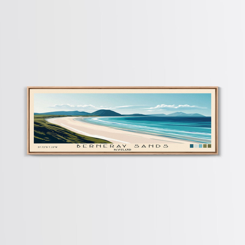 Berneray Sands, Scotland Panoramic Print, Vacation Gift, Scotland Wall Art, Beach Painting, Beach Decor, Large Wall Art, Wood Frame Art