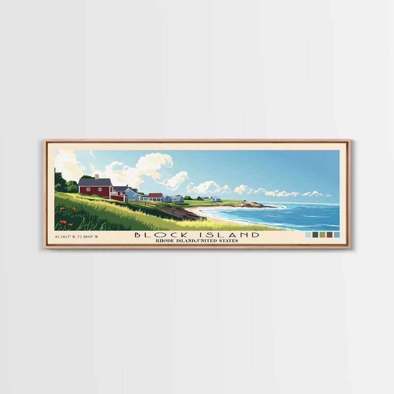 Block Island, Rhode Island,United States Panoramic Print, Vacation Gift, Rhode Island,United States Wall Art, Beach Painting, Beach Decor, Beach Or Lakehouse Art