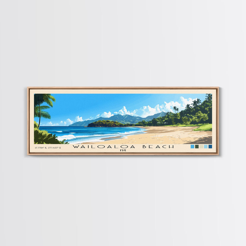 Wailoaloa Beach, Fiji Panoramic Print, Vacation Gift, Fiji Wall Art, Beach Painting, Beach Decor, Large Wall Art, Wood Frame Art