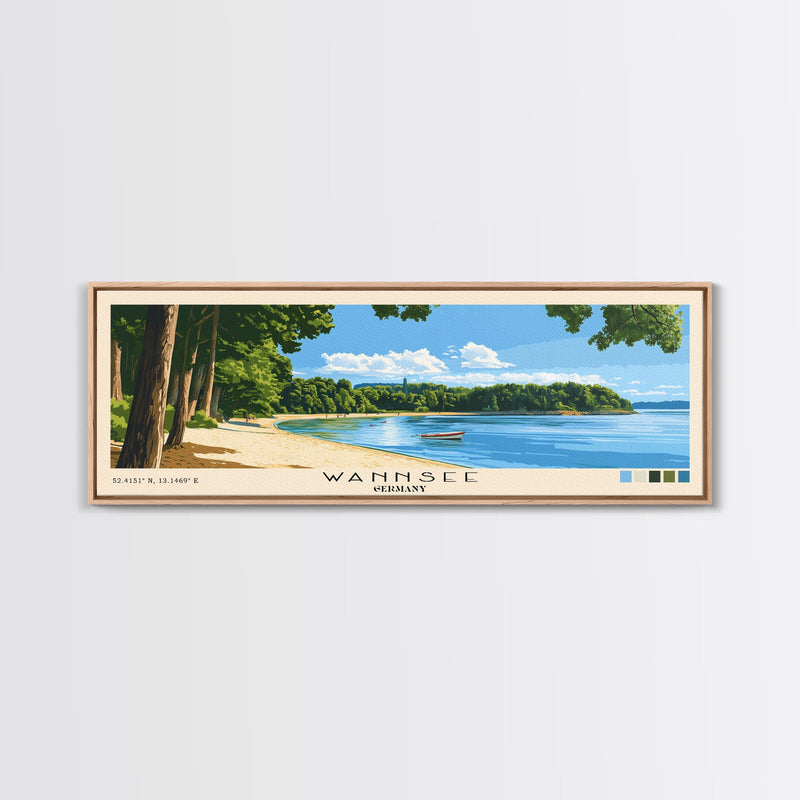 Wannsee, Germany Panoramic Print, Vacation Gift, Germany Wall Art, Beach Painting, Beach Decor, Beach Or Lakehouse Art