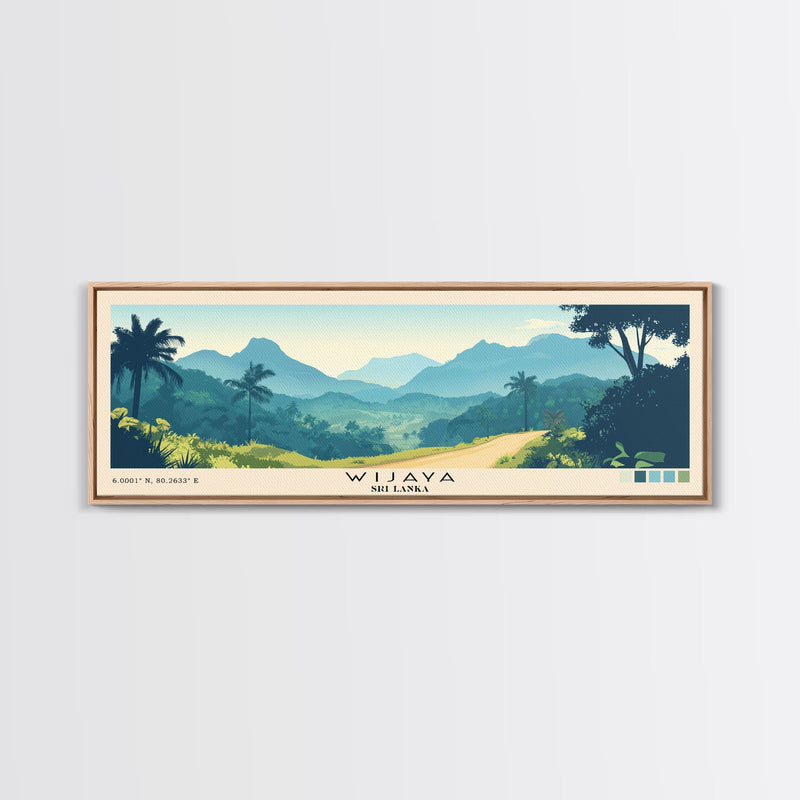 Wijaya, Sri Lanka Panoramic Beach Print, Vacation Gift, Sri Lanka Wall Art, Framed Canvas Print, Framed Beach Painting