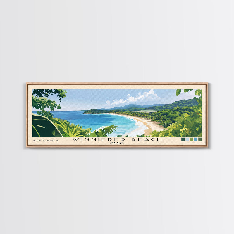 Winnifred Beach, Jamaica Panoramic Print, Vacation Gift, Jamaica Wall Art, Beach Painting, Beach Decor, Beach Or Lakehouse Art