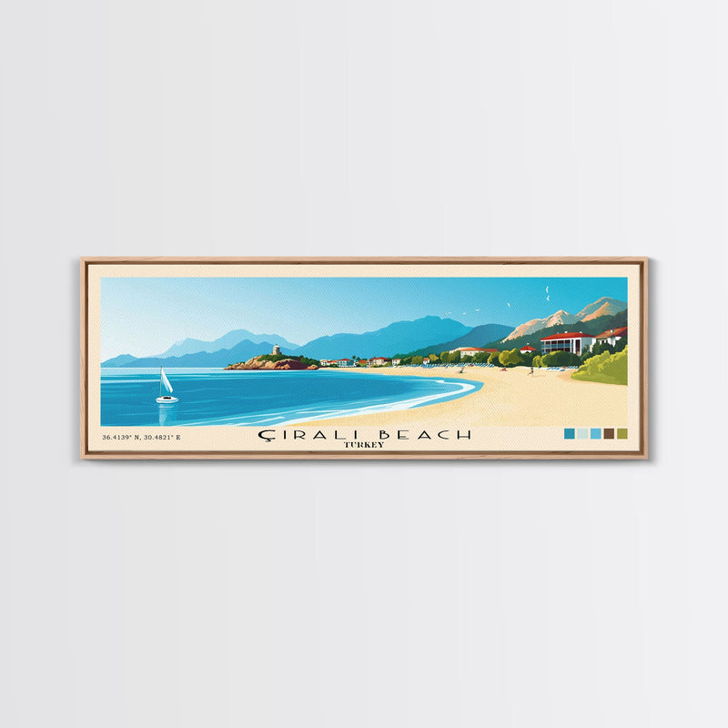 Ã‡Ä±ralÄ± Beach, Turkey Panoramic Print, Vacation Gift, Turkey Wall Art, Beach Painting, Beach Decor, Beach Or Lakehouse Art