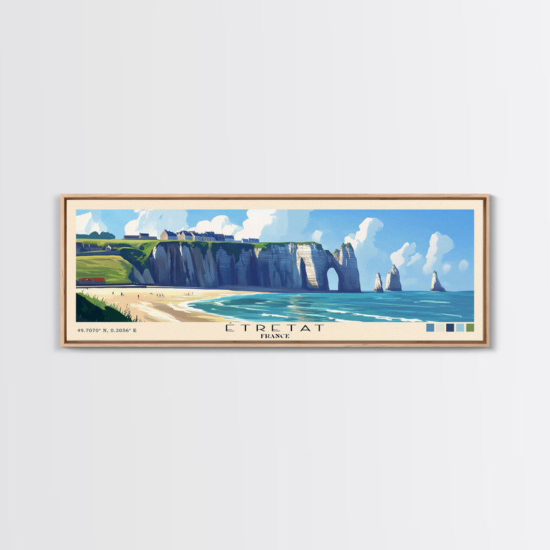 Ã‰tretat, France Panoramic Beach Print, Vacation Gift, France Wall Art, Beach Painting, Beach Decor, Beach Painting