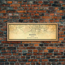 Panoramic Madrid Spain map print poster or framed canvas, Madrid map print poster canvas, city map print poster canvas, Vintage Travel Art