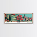 Portland Oregon Panoramic Travel Poster Framed Canvas Print, Mid Century Modern Art, Pop Art Style, Wall Art, Home Decor, Office Wall Art