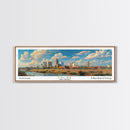 Tulsa Oklahoma Panoramic Framed Canvas Print, Retro Wall Art, Travel Poster, Artistic Living Room Decor, Unique Office Gift, Original Artwork
