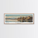 Vancouver Washington Panoramic Framed Canvas Print, Retro Style Wall Art, Unique Travel Poster, Artistic Living Room Decor, Office Gift Idea