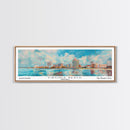 Virginia Beach Virginia Panoramic Painting, Framed Canvas Print, Retro Style Travel Poster, Unique Home Decor, Artistic Office Wall Art