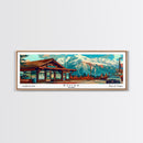 Boise Idaho Panoramic Travel Poster Framed Canvas Print, Mid Century Modern Art, Pop Art Style, Wall Art Decor, Home Decoration