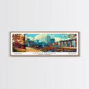 Greensboro North Carolina Panoramic Travel Poster Framed Canvas Print, Mid Century Modern Art, Pop Art Style, Wall Art Decor, Home Decoration