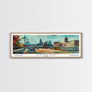 Cleveland Ohio Panoramic Wall Art, Mid Century Modern Framed Canvas Print, Retro Pop Art Travel Poster, Office Wall Art, Living Room Decor