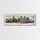 Columbus Ohio Panoramic Painting, Mid Century Modern Framed Canvas Print, Retro Pop Art Travel Poster, Wall Art, Home Decor, Office Art, Gift Idea