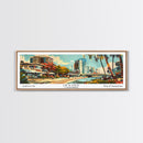 Irvine California Panoramic Wall Art, Mid Century Modern Framed Canvas Print, Retro Pop Art Travel Poster, Home Decor, Living Room Art, Office Wall Hanging