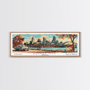 Kansas City Missouri Panoramic Wall Art, Mid Century Modern Framed Canvas Print, Retro Pop Art Travel Poster, Home Decor, Office Art, Gift Idea, Wall Hanging