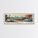 Lexington Kentucky Panoramic Wall Art, Mid Century Modern Framed Canvas Print, Retro Pop Art Travel Poster, Living Room Art, Office Decor, Wall Hanging