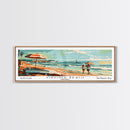 Virginia Beach Virginia Panoramic Wall Art, Mid Century Modern Framed Canvas Print, Retro Pop Art Travel Poster, Living Room and Office Decor