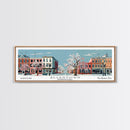 Allentown Pennsylvania Panoramic Painting, Mid Century Modern Framed Canvas Print, Retro Pop Art Travel Poster, Office Art, City Print