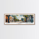 Carmel Indiana Panoramic Painting, Mid Century Modern Framed Canvas Print, Retro Pop Art Travel Poster, Home Decor, City Art