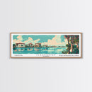 Clearwater Florida Panoramic Painting, Mid Century Modern Framed Canvas Print, Retro Pop Art Travel Poster, Home Decor, City Art