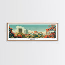 Columbia Missouri Panoramic Wall Art, Mid Century Modern Framed Canvas Print, Retro Pop Art Travel Poster, City Home Decor, Office Wall Art