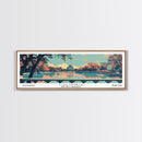 Columbia South Carolina Panoramic Painting, Mid Century Modern Framed Canvas Print, Retro Pop Art Travel Poster, City Art Gift, Home Decor