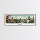 Concord California Panoramic Painting, Mid Century Modern Framed Canvas Print, Retro Pop Art Travel Poster, City Wall Decor, Office Decor