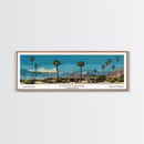Fontana California Panoramic Painting, Mid Century Modern Framed Canvas Print, Retro Pop Art Travel Poster, Living Room Wall Art