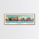 Hampton Virginia Panoramic Painting, Mid Century Modern Framed Canvas Print, Retro Pop Art Travel Poster, Office Wall Decor
