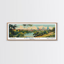 Kansas City Missouri Panoramic Painting, Mid Century Modern Framed Canvas Print, Retro Pop Art Travel Poster, Living Room Decor