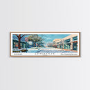 Lewisville Texas Panoramic Painting, Mid Century Modern Framed Canvas Print, Retro Pop Art Travel Poster, Living Room Decor
