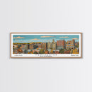 Manchester New Hampshire Panoramic Painting, Mid Century Modern Framed Canvas Print, Retro Pop Art Travel Poster, Living Room Decor