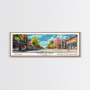 Meridian Idaho Panoramic Painting, Mid Century Modern Framed Canvas Print, Retro Pop Art Travel Poster, Home Decor