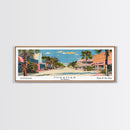 Miramar Florida Panoramic Painting, Mid Century Modern Framed Canvas Print, Retro Pop Art Travel Poster, Office Wall Art