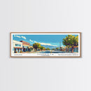 Murrieta California Panoramic Painting, Mid Century Modern Framed Canvas Print, Retro Pop Art Travel Poster, Living Room Decor