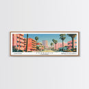 Torrance California Panoramic Wall Art, Mid Century Modern Framed Canvas Print, Retro Pop Art Travel Poster, Living Room and Office Decor