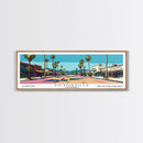 Victorville California Panoramic Art, Mid Century Modern Framed Canvas Print, Retro Pop Art Travel Poster, City Print, Living Room Decor