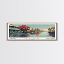 Cape Coral Florida Panoramic Painting, Framed Canvas Print, Mid Century Modern Wall Art, Retro Pop Art Travel Poster, Home Decor, City Art