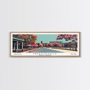 Fayetteville North Carolina Panoramic Painting, Framed Canvas Print, Mid Century Modern Wall Art, Retro Pop Art Travel Poster, Home Decor, City Art