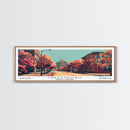 Greensboro North Carolina Panoramic Wall Art, Mid Century Modern Framed Canvas Print, Retro Pop Art Travel Poster, City Art, Living Room Decor, Home Office Decor