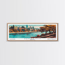 Kansas City Missouri Panoramic Wall Art, Mid Century Modern Framed Canvas Print, Retro Pop Art Travel Poster, Living Room Decor, Cityscape Art, Home Office Decor
