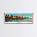 Norfolk Virginia Panoramic Painting, Mid Century Modern Framed Canvas Print, Retro Pop Art Travel Poster, Living Room Wall Decor