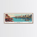 Rochester New York Panoramic Painting, Mid Century Modern Framed Canvas Print, Retro Pop Art Travel Poster, Cityscape, Home Decor, Office Wall Art