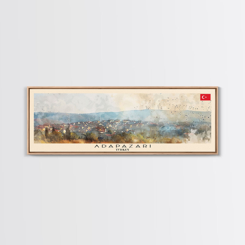 Adapazar Turkey Panoramic Travel Poster, Framed Canvas Print or Metal Wall Art, Travel Art, Home Decor, Panoramic Painting, Midcentury Art